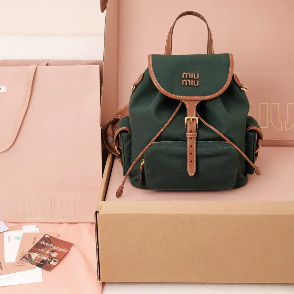 Miu Miu Canvas and Leather Backpack